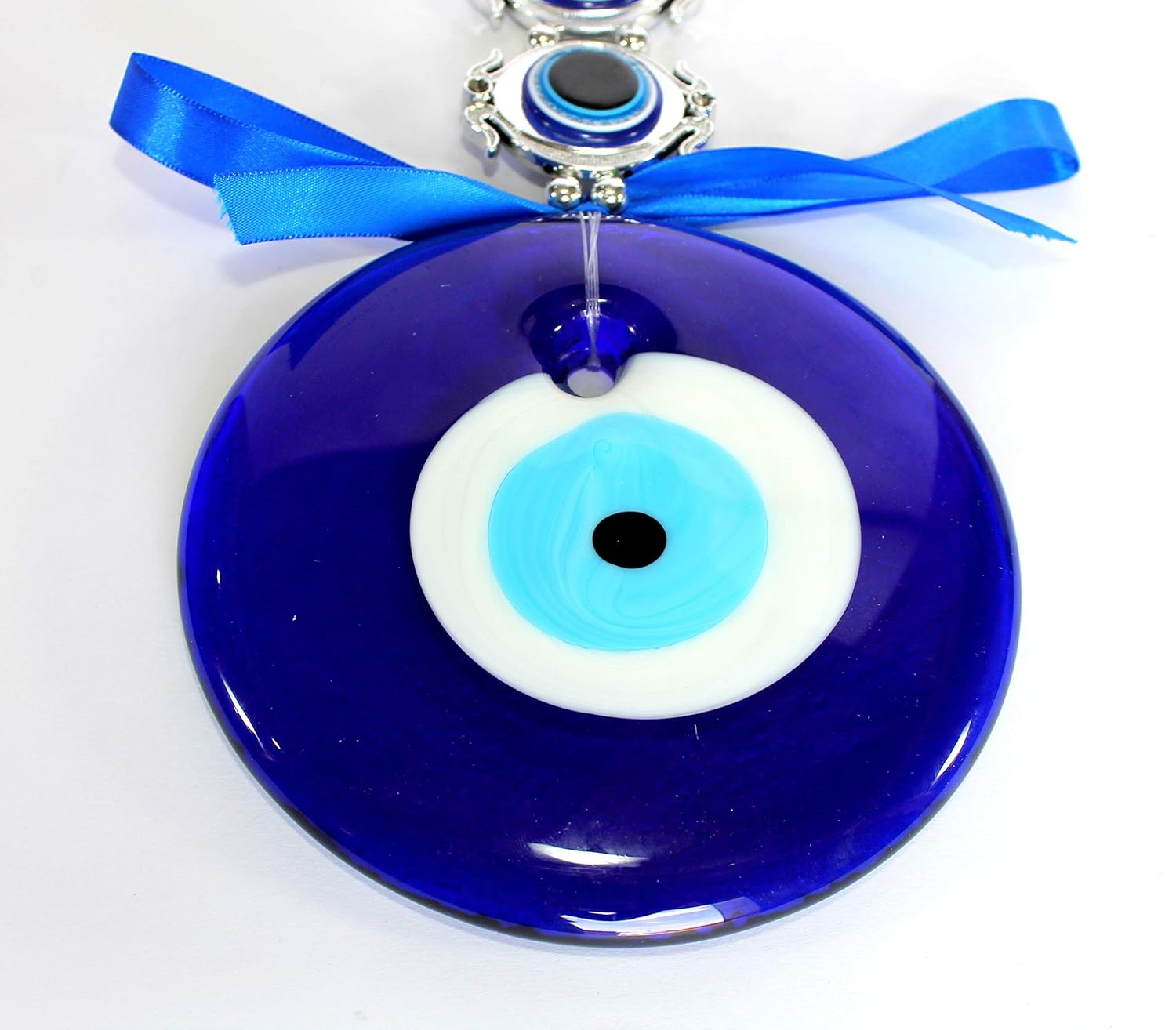 ESPLANADE Glass Evil Eye Car Door Hanging for Good Luck and Prosperity (Blue, Big)