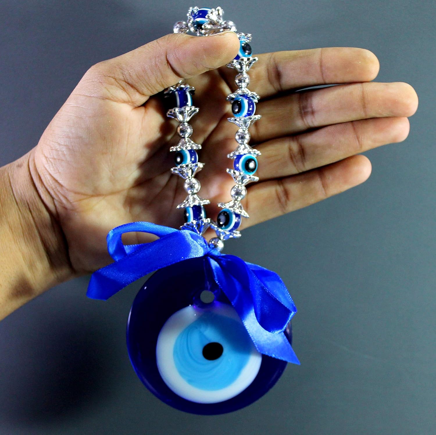 ESPLANADE Evil Eye Glass Car Door Hanging (Small, Blue)