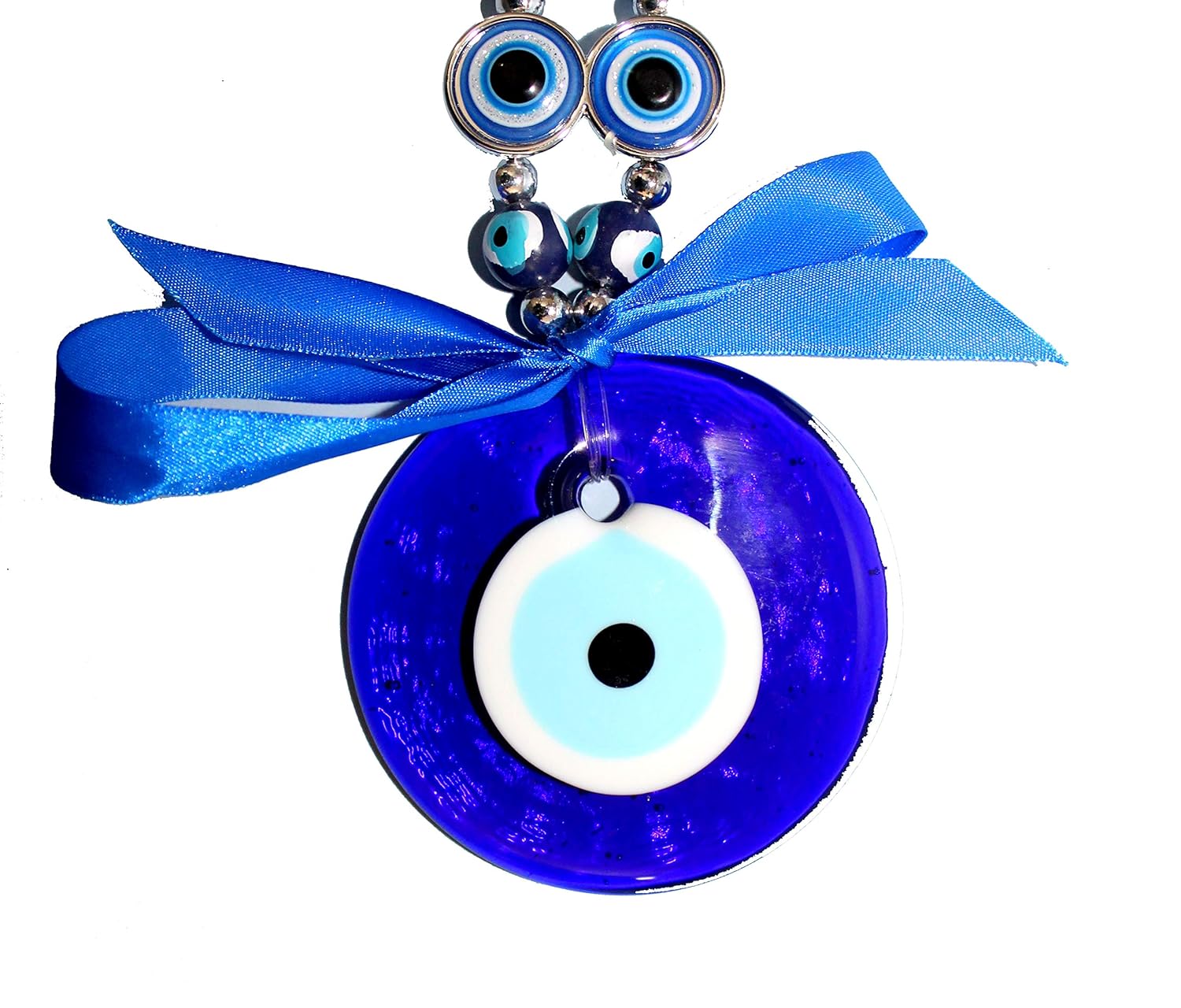 ESPLANADE Evil Eye Glass Car Door Hanging (Small, Blue)