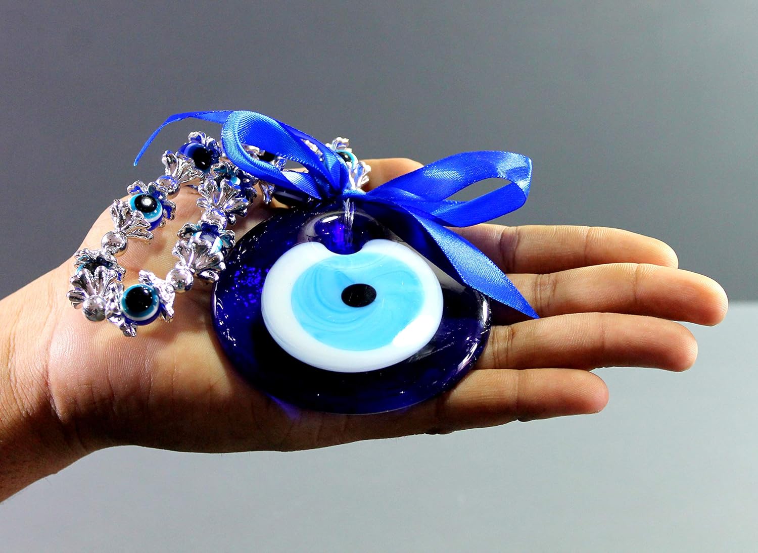 ESPLANADE Evil Eye Glass Car Door Hanging (Small, Blue)