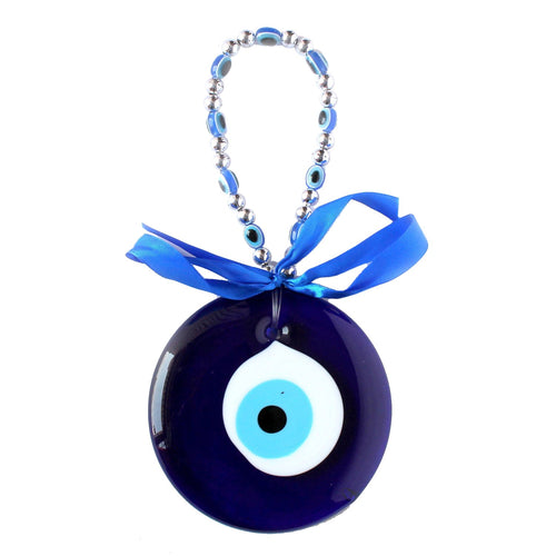 ESPLANADE Glass Evil Eye Car Door Hanging for Good Luck and Prosperity (Blue, Medium)