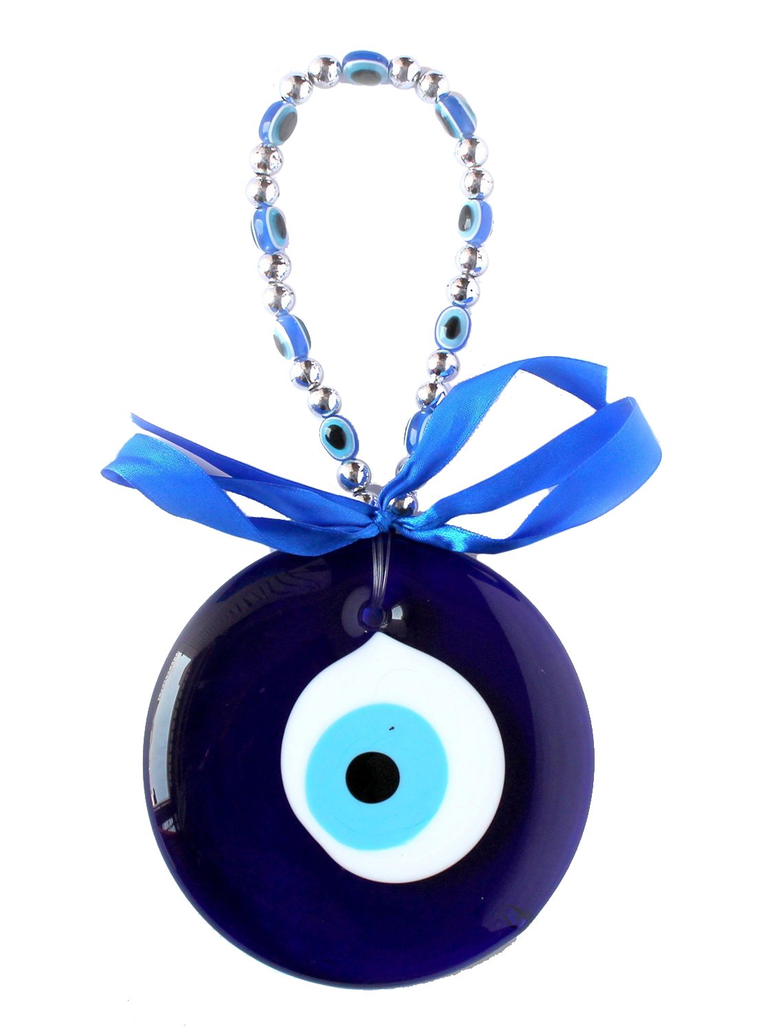 ESPLANADE Glass Evil Eye Car Door Hanging for Good Luck and Prosperity (Blue, Medium)