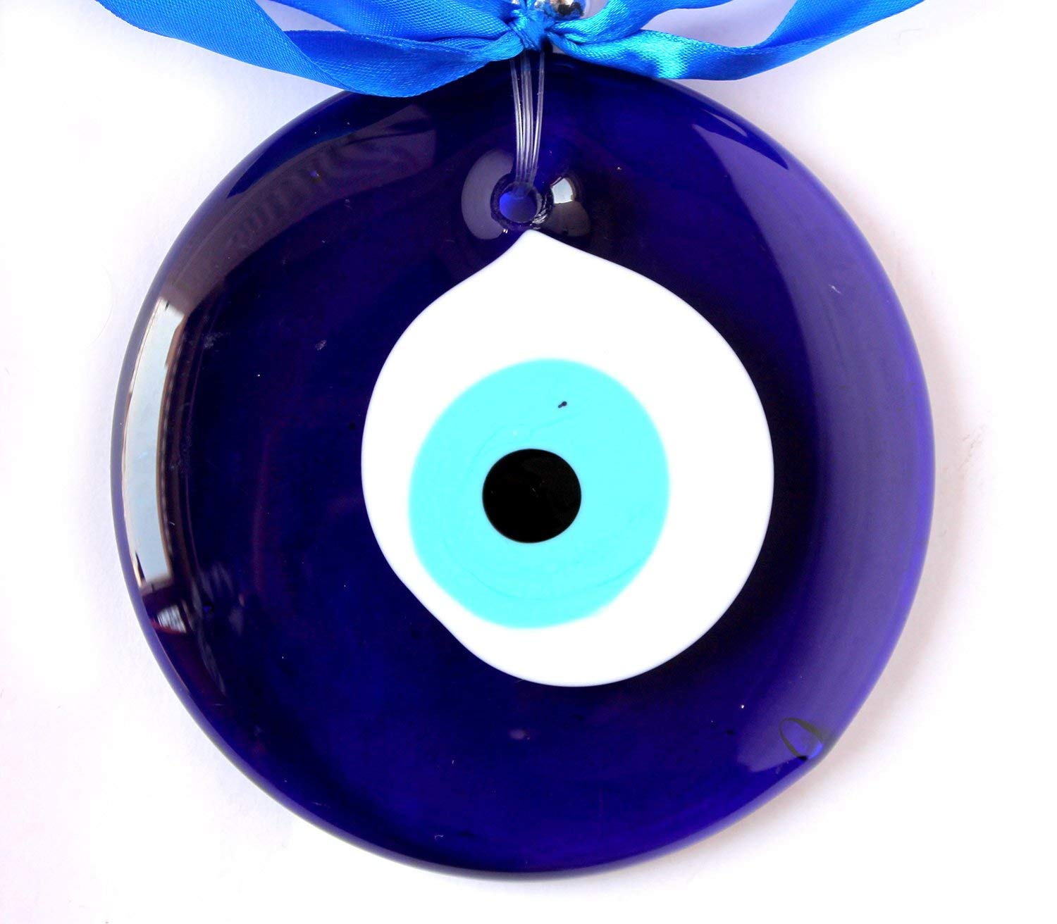 ESPLANADE Glass Evil Eye Car Door Hanging for Good Luck and Prosperity (Blue, Medium)