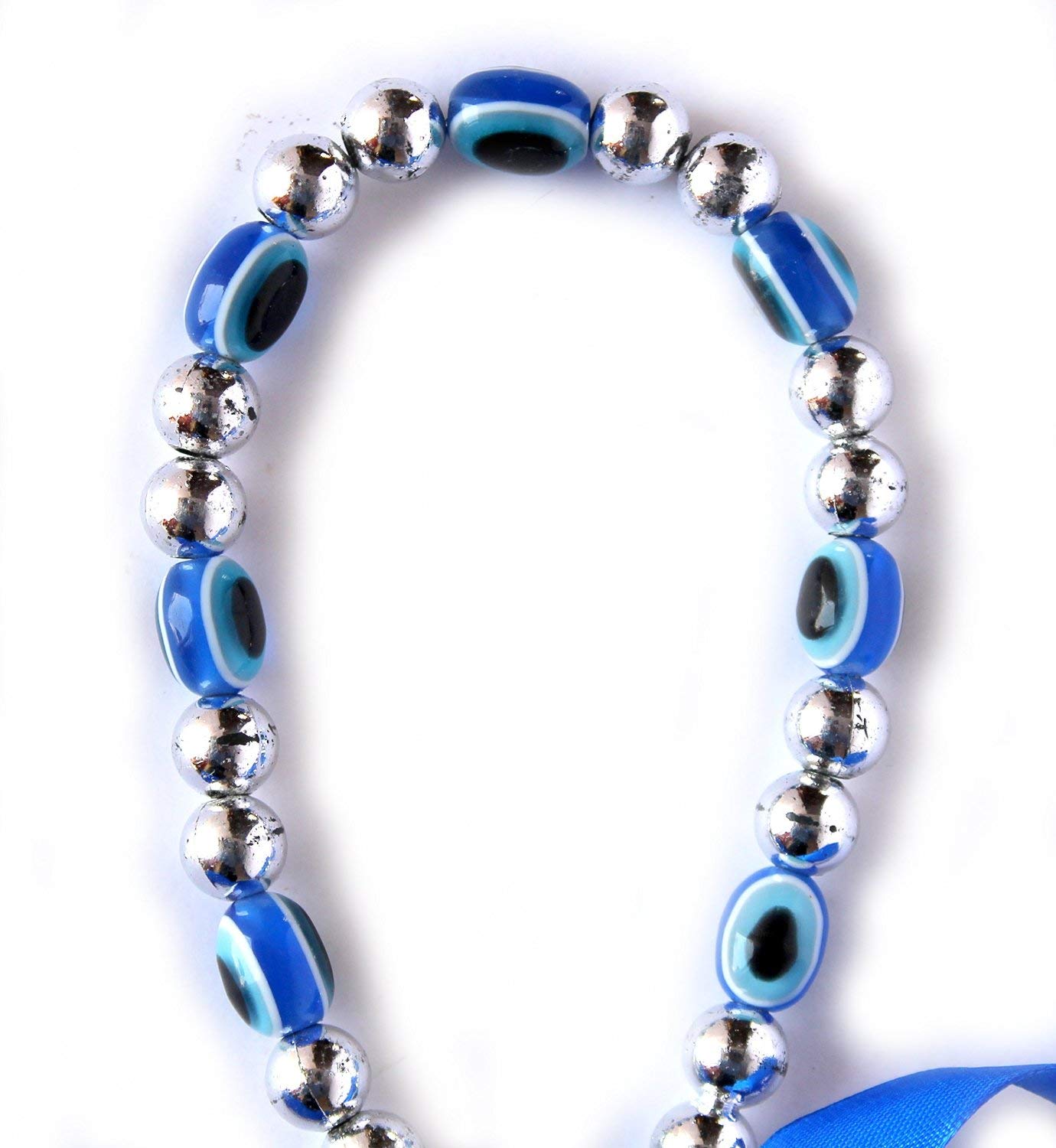 ESPLANADE Glass Evil Eye Car Door Hanging for Good Luck and Prosperity (Blue, Medium)