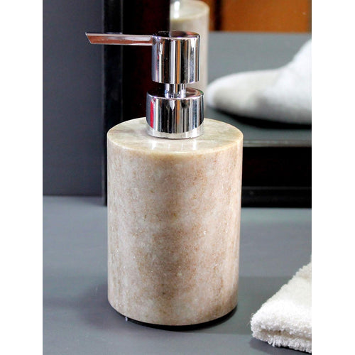 KLEO Soap Dispenser Lotion Dispenser - Made of Natural Stone - Luxury Bathroom Accessories Bath Set (Brownish)