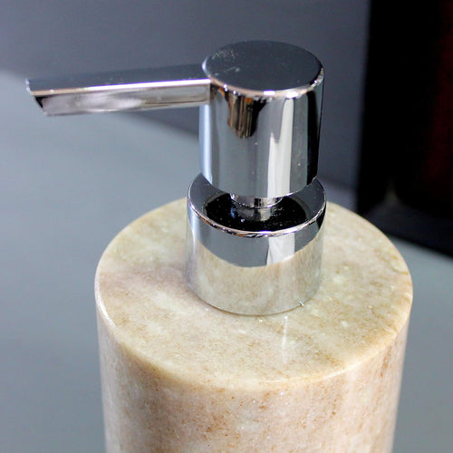 KLEO Soap Dispenser Lotion Dispenser - Made of Natural Stone - Luxury Bathroom Accessories Bath Set (Brownish)