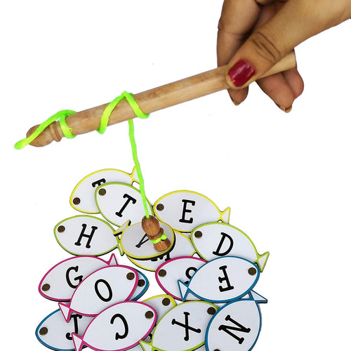 MFM TOYS Fishing Game ~ Magnetic Catching Alphabets & Sightwords Fishing Recognition Reinforcement Game (Alphabets Uppercase)