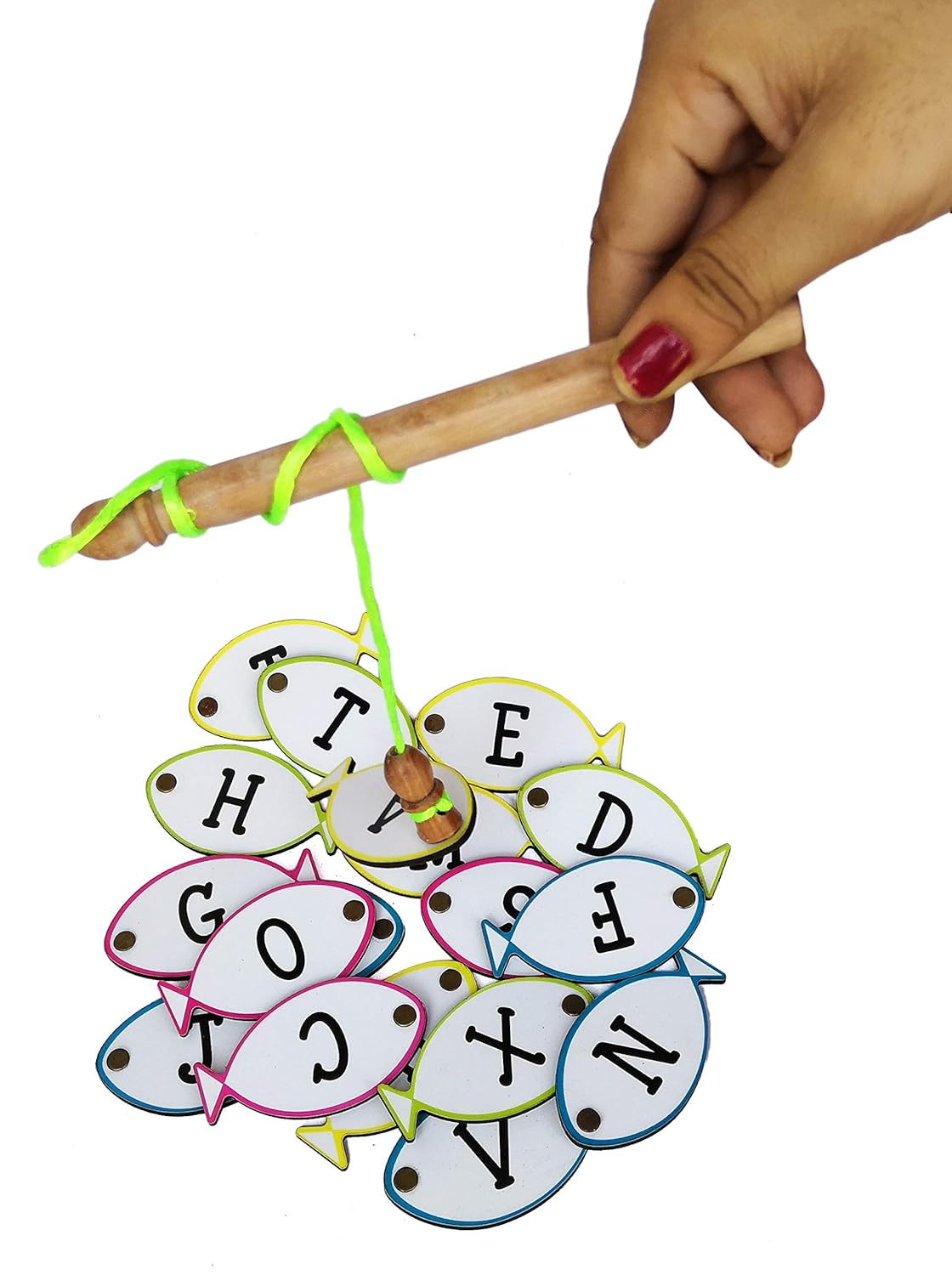 MFM TOYS Fishing Game ~ Magnetic Catching Alphabets & Sightwords Fishing Recognition Reinforcement Game (Alphabets Uppercase)