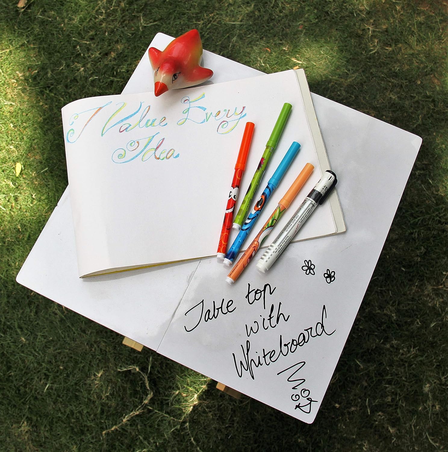 IVEI Wooden White Board Folding Table - Multi-Purpose Table – Activity Stool for Kids and Toddlers – Easy to Wipe White Board Table - Kids Play Table - Handmade Table - Attractive Gift for Kids.