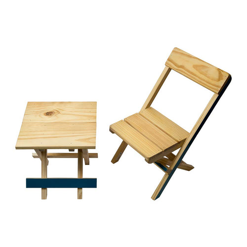 IVEI Smart Pine Wood Folding Multi-Purpose Table and Chair Set - Folding Table and Chair for Kids and Toddlers - Mini Table & Chair Set - Kids Play Table - Handmade Table Set - Unique Gifts for Homes