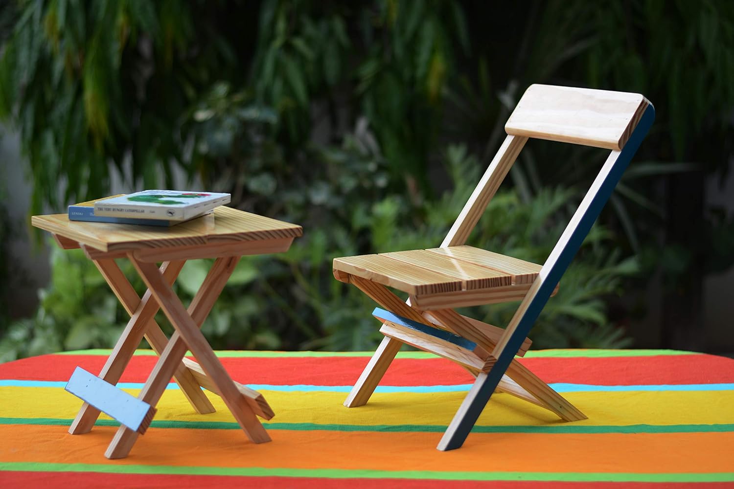 IVEI Smart Pine Wood Folding Multi-Purpose Table and Chair Set - Folding Table and Chair for Kids and Toddlers - Mini Table & Chair Set - Kids Play Table - Handmade Table Set - Unique Gifts for Homes