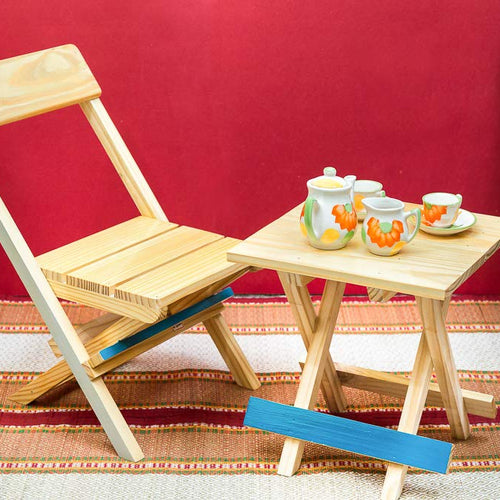 IVEI Smart Pine Wood Folding Multi-Purpose Table and Chair Set - Folding Table and Chair for Kids and Toddlers - Mini Table & Chair Set - Kids Play Table - Handmade Table Set - Unique Gifts for Homes