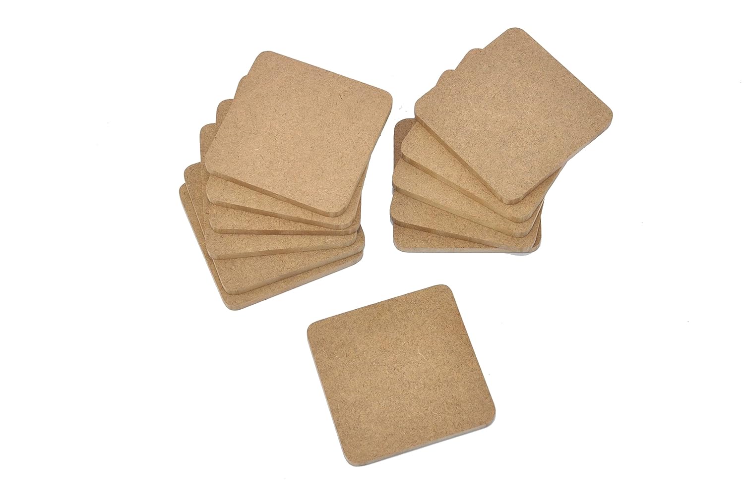 IVEI MDF DIY Coasters Wood Sheet Craft - Set of 12 (3.5 in X 3.5 in) (Primer & Non-Primer) (3.5 in X 3.5 in (Square), Non - Primer)