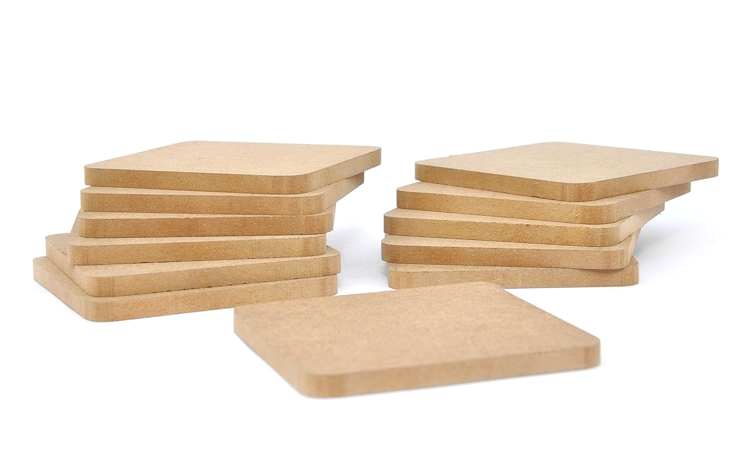 IVEI MDF DIY Coasters Wood Sheet Craft - Set of 12 (3.5 in X 3.5 in) (Primer & Non-Primer) (3.5 in X 3.5 in (Square), Non - Primer)
