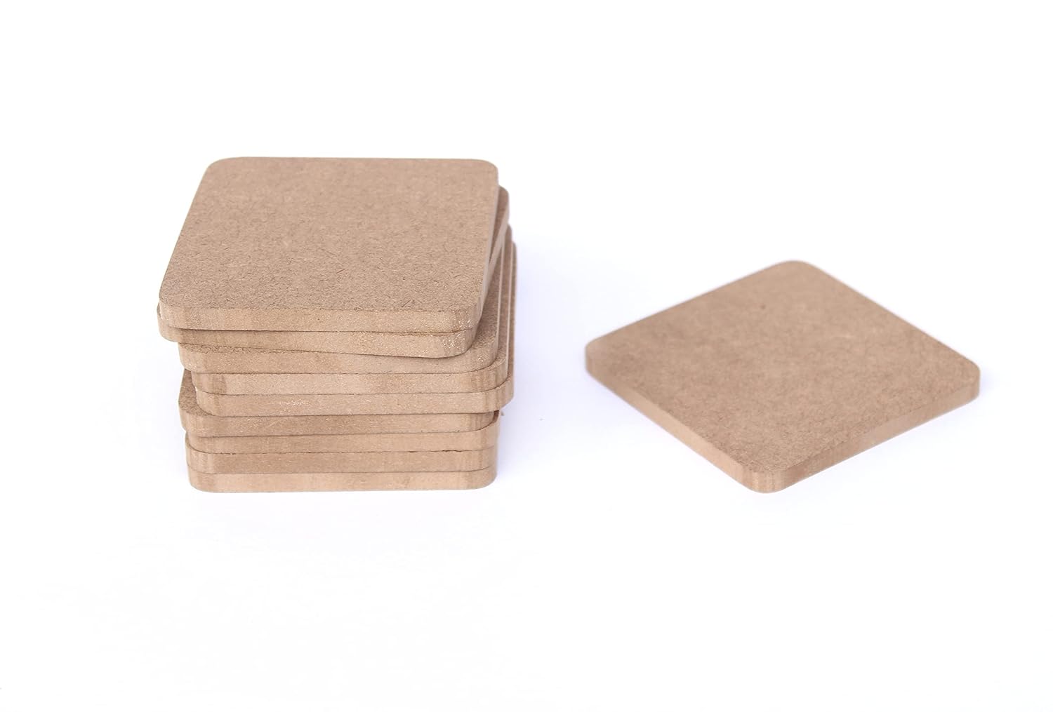 IVEI MDF DIY Coasters Wood Sheet Craft - Set of 12 (3.5 in X 3.5 in) (Primer & Non-Primer) (3.5 in X 3.5 in (Square), Non - Primer)