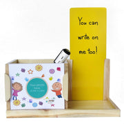 IVEI Wooden Yellow Board Cum Pen Stand - All-in-One Desk Organizer - Mini Easy to Wipe Board - to-Do List Board - Pen & Stationery Holder - Unique & Attractive Gifts for The Office, Schools, Home
