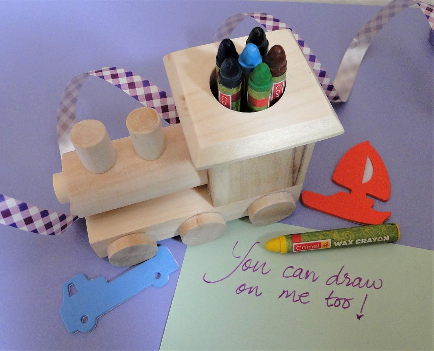 IVEI Wooden Crayon Holder Cum Activity Toy - Show Piece - Stationery Holder - Train Toy - Crayon Holder - Educational - Utility Toy – Smart and Attractive Return Gifts for Kids