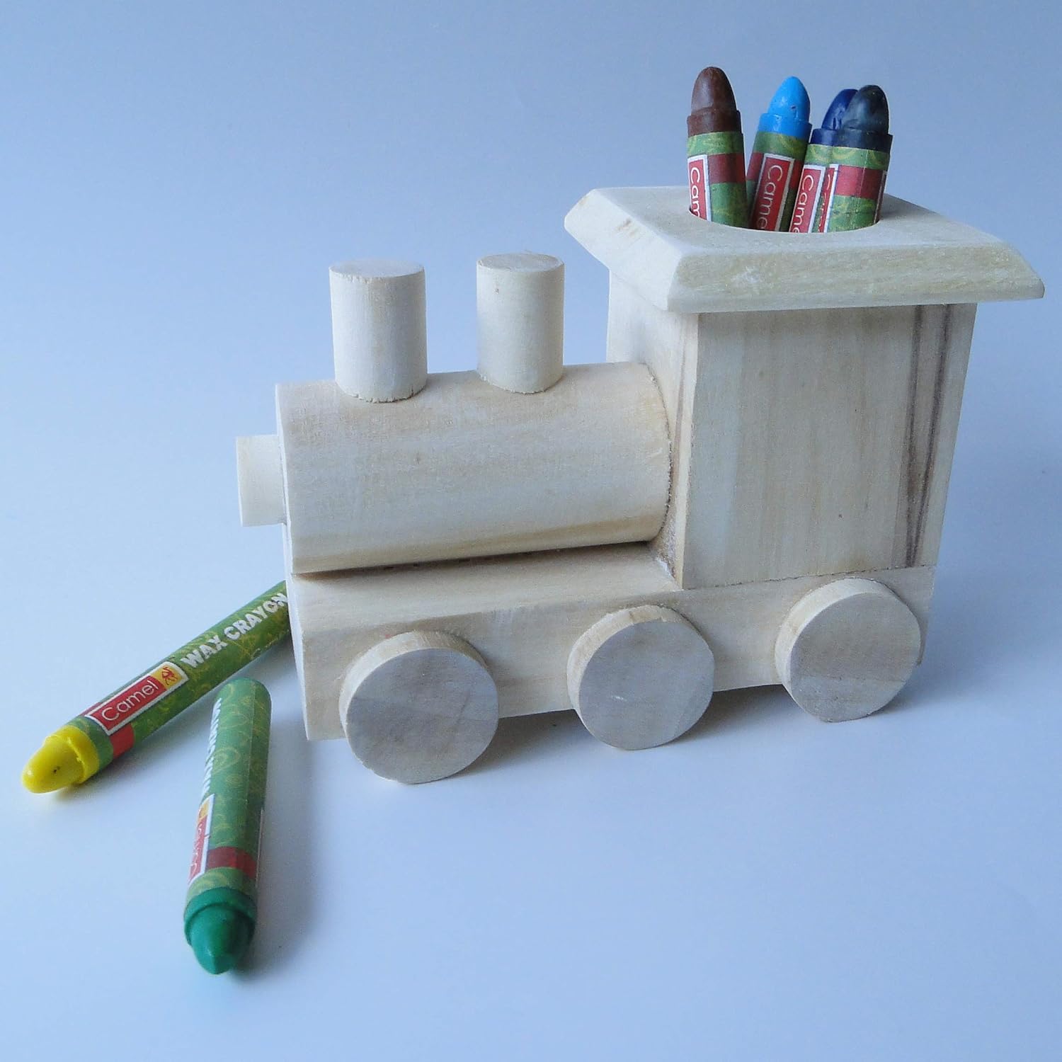 IVEI Wooden Crayon Holder Cum Activity Toy - Show Piece - Stationery Holder - Train Toy - Crayon Holder - Educational - Utility Toy – Smart and Attractive Return Gifts for Kids
