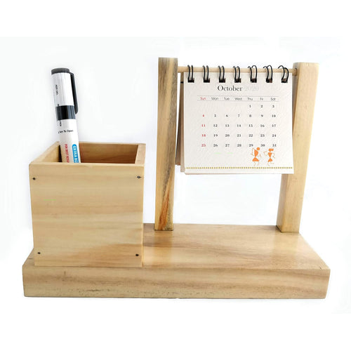 IVEI Warli Utility Hanging Calendar with Pen Holder - Mini Utility Desktop Calendar - Desk Organizer Table Top Calendar Set - Desk Calendar with Pen Stand for Home, Office Desk Decor, Study Room