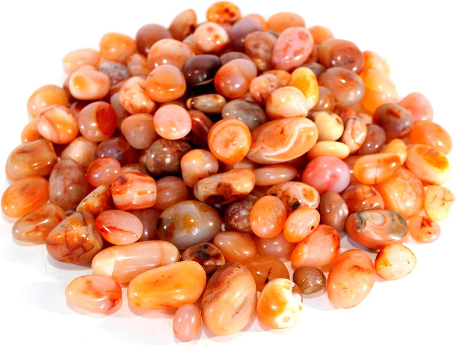 eSplanade Pebbles | Natural Orange Onyx Stones | Polished Glossy Home Decorative | Garden/Table/Aquarium Vase Fillers Stone (5, kilograms)