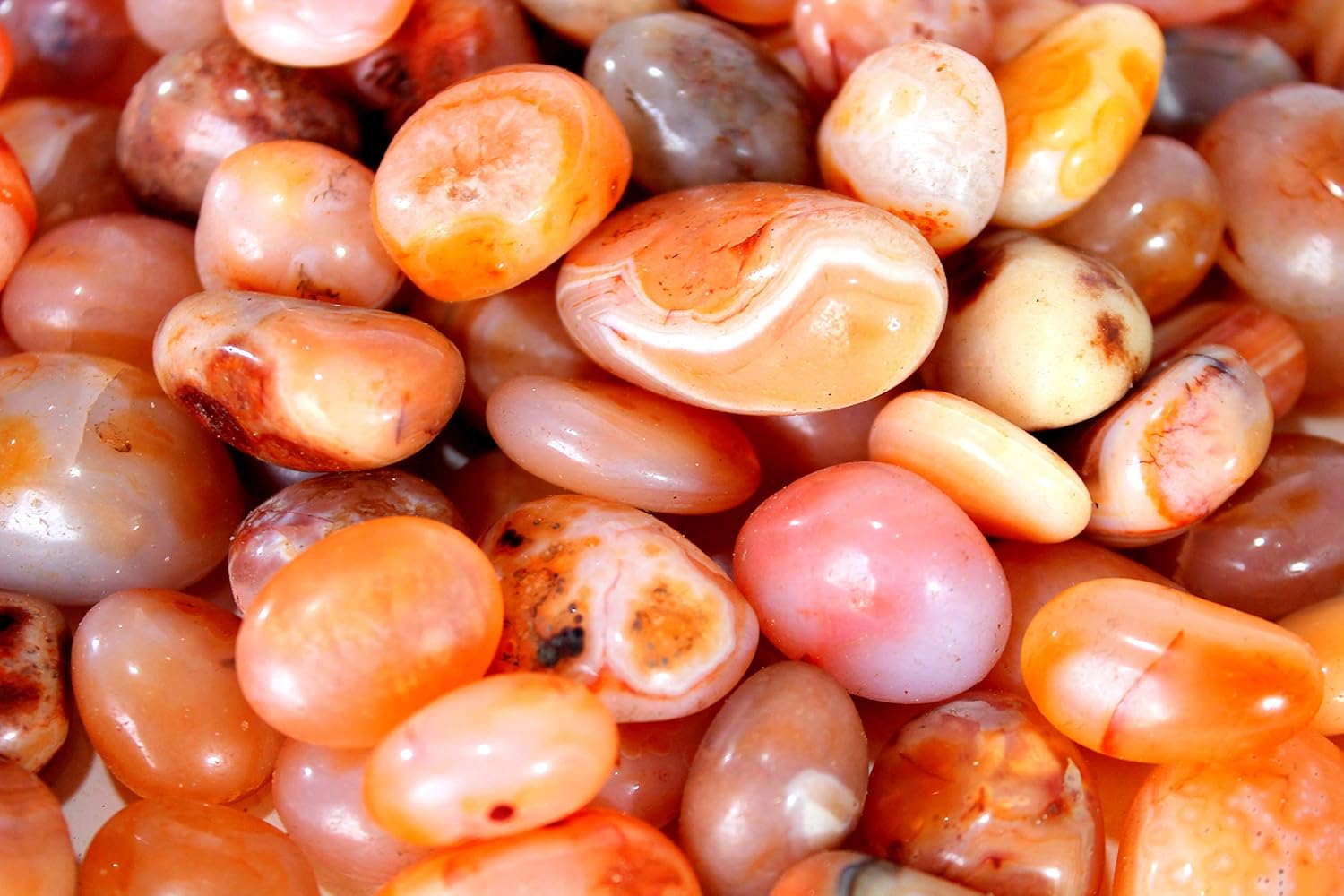 eSplanade Pebbles | Natural Orange Onyx Stones | Polished Glossy Home Decorative | Garden/Table/Aquarium Vase Fillers Stone (5, kilograms)