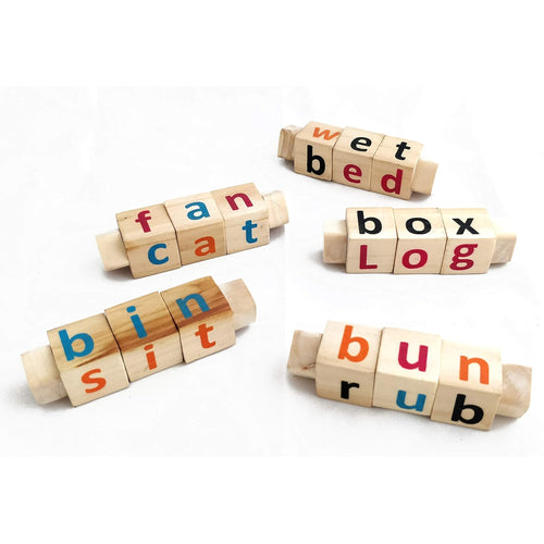 IVEI Wooden Educational Toys for Kids - Phonics Toy - Spell Games – Learning Toy – Alphabet Learner – Multicolour Toy - Toddler Toys – Alphabetic Words – Smart and Unique Gift for Kids (Set of 5)