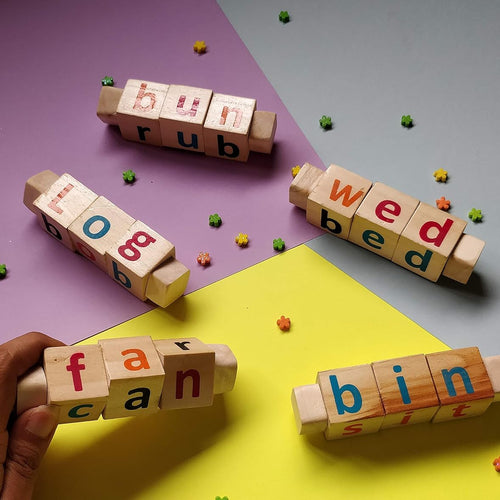 IVEI Wooden Educational Toys for Kids - Phonics Toy - Spell Games – Learning Toy – Alphabet Learner – Multicolour Toy - Toddler Toys – Alphabetic Words – Smart and Unique Gift for Kids (Set of 5)
