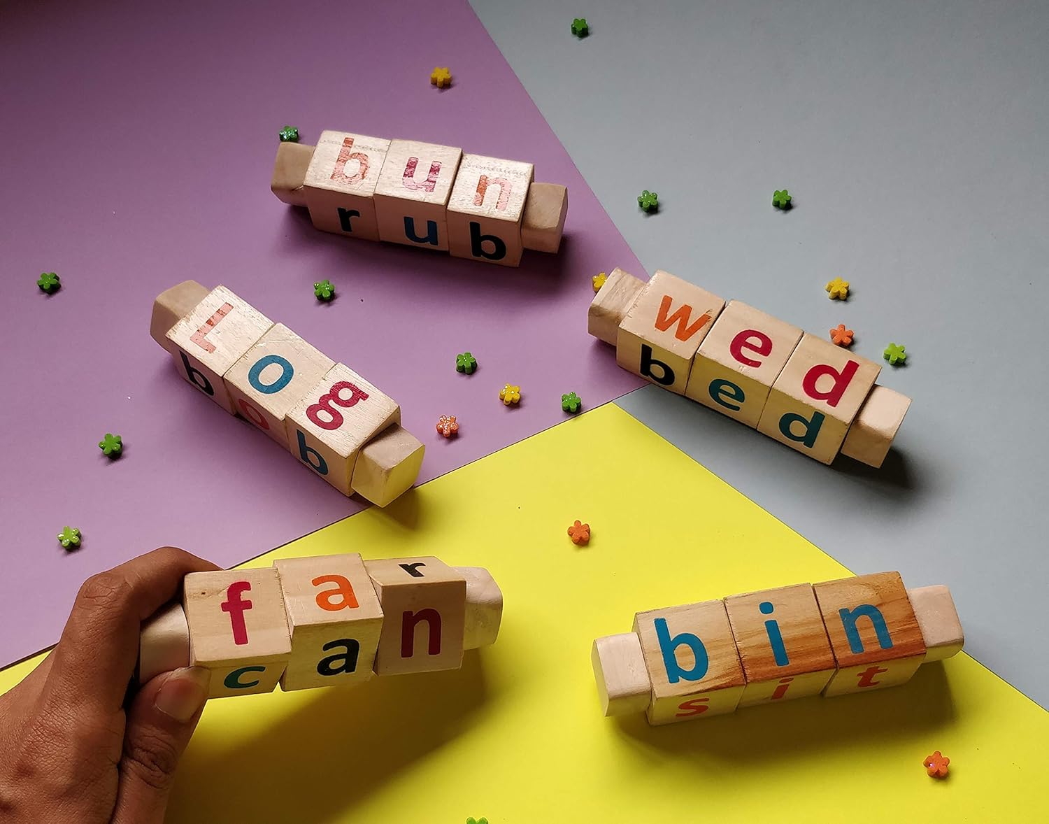 IVEI Wooden Educational Toys for Kids - Phonics Toy - Spell Games – Learning Toy – Alphabet Learner – Multicolour Toy - Toddler Toys – Alphabetic Words – Smart and Unique Gift for Kids (Set of 5)