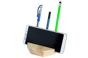 IVEI Wooden Hexagon Shaped Pen Stand Cum Phone/Tablet Holder for Desk and Table – Desk Organizer – Cell Phone Stand – Office Decor - Stationery Holder for Office & Home - Budget Friendly Unique Gift