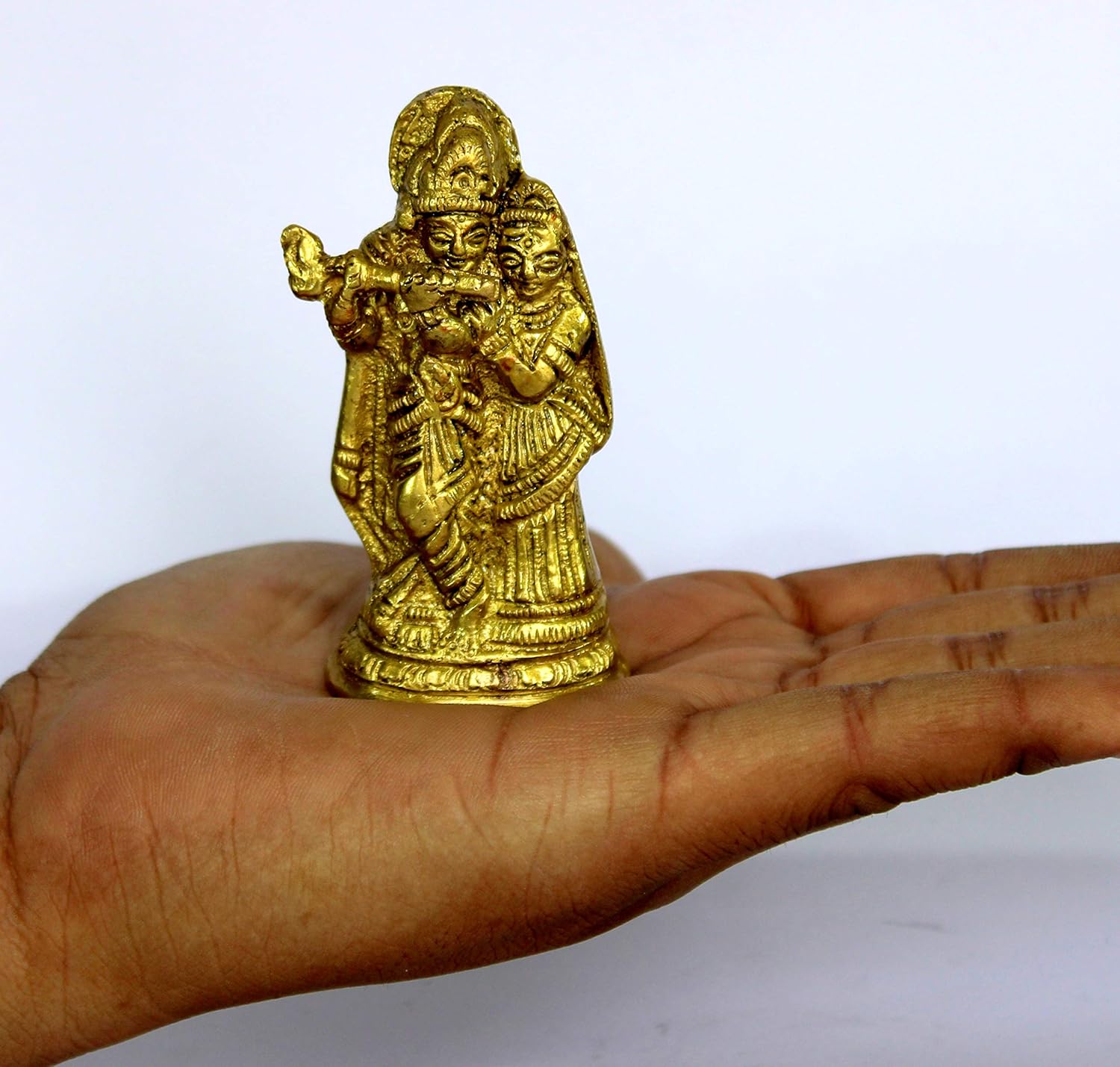 StonKraft Brass Radha Krishna Murti Idol Statue Sculpture (3.25")