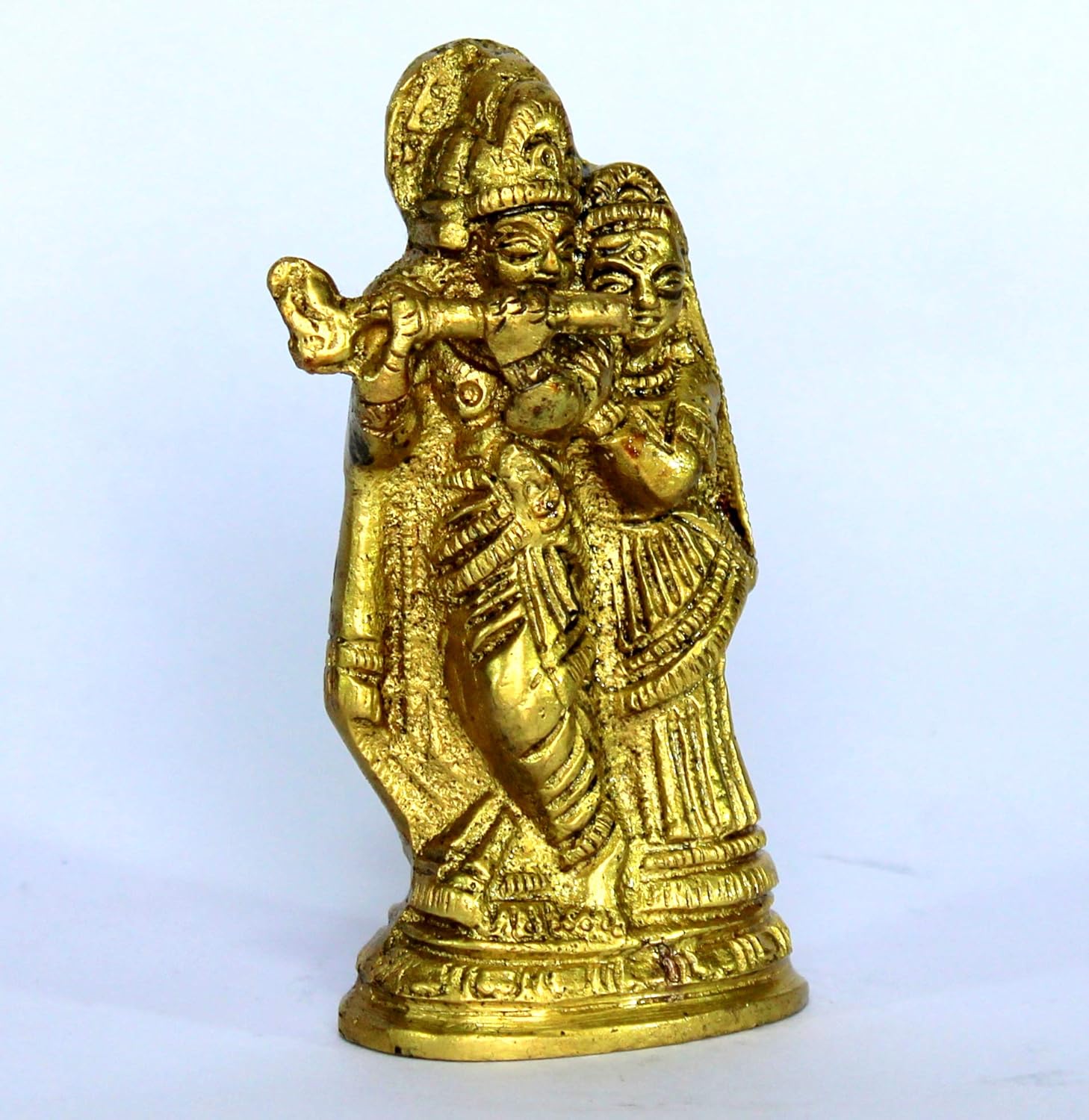 StonKraft Brass Radha Krishna Murti Idol Statue Sculpture (3.25")