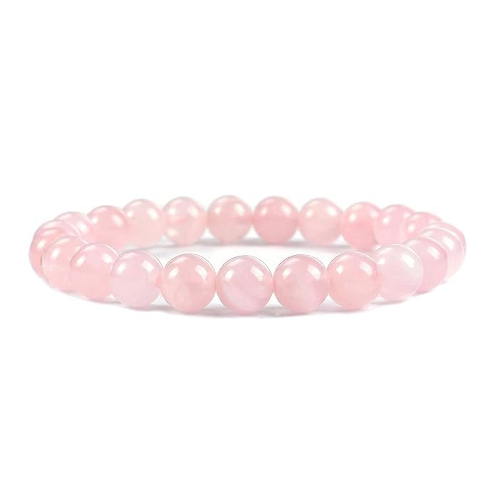 eSplanade Rose Quartz Gemstone Bracelet Ð Unisex Natural Stone Beaded Bracelet | Handmade Crystal Healing Jewelry | Birthstone Bracelet with Elastic Stretch for Men & Women
