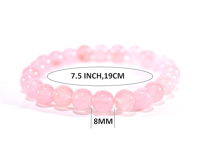 eSplanade Rose Quartz Gemstone Bracelet Ð Unisex Natural Stone Beaded Bracelet | Handmade Crystal Healing Jewelry | Birthstone Bracelet with Elastic Stretch for Men & Women
