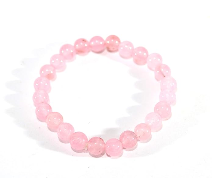 eSplanade Rose Quartz Gemstone Bracelet Ð Unisex Natural Stone Beaded Bracelet | Handmade Crystal Healing Jewelry | Birthstone Bracelet with Elastic Stretch for Men & Women