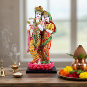 ESPLANADE Radha Krishna Kishan Standing on a Lotus Murti Idol Statue Sculpture - Resin - 16" Inches