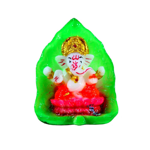 eSplanade Ganesha Ganpati Murti Idol Statue Sculpture for car Dashboard (Leaf Ganesh)