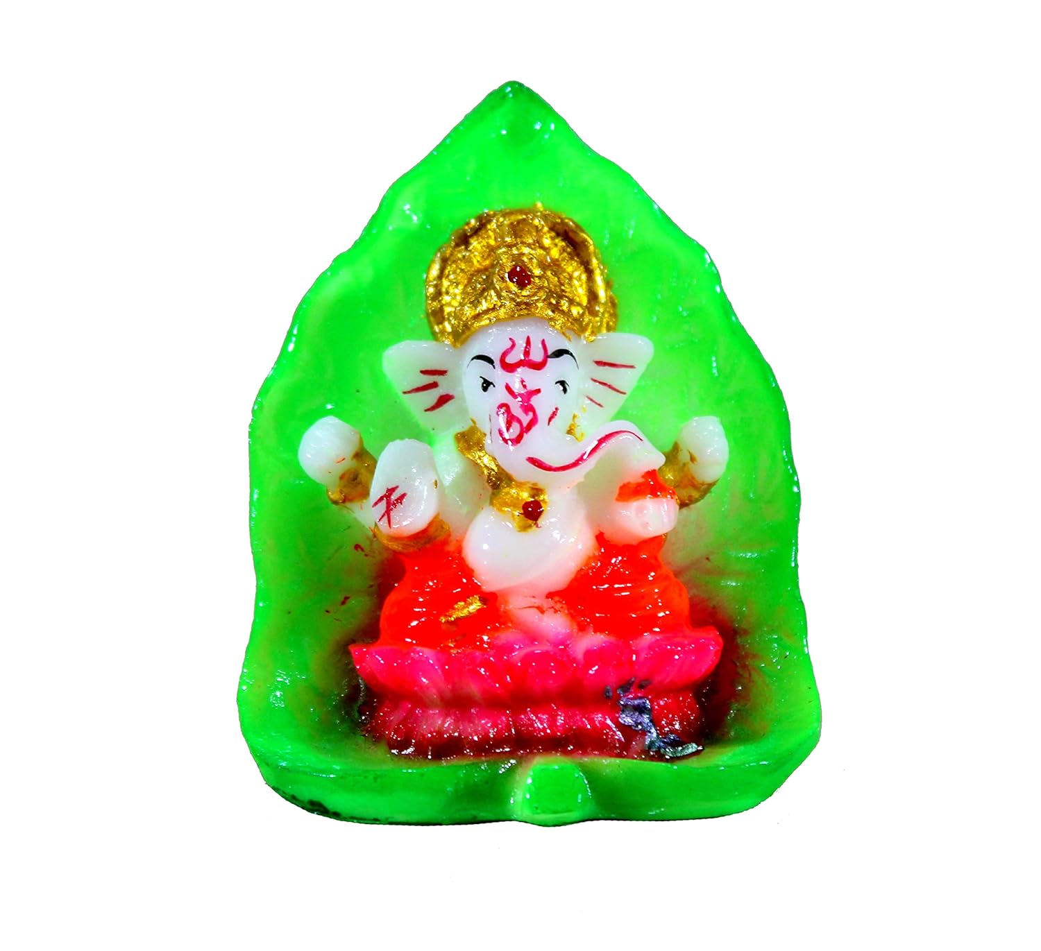 eSplanade Ganesha Ganpati Murti Idol Statue Sculpture for car Dashboard (Leaf Ganesh)