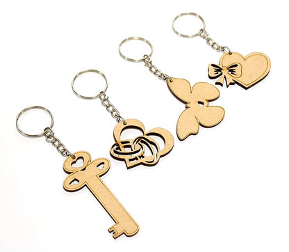 eSplanade DIY MDF Key Chains - Set of 20 | for DIY Activity - Decoupage - Art & Craft Supplies - Do It Yourself