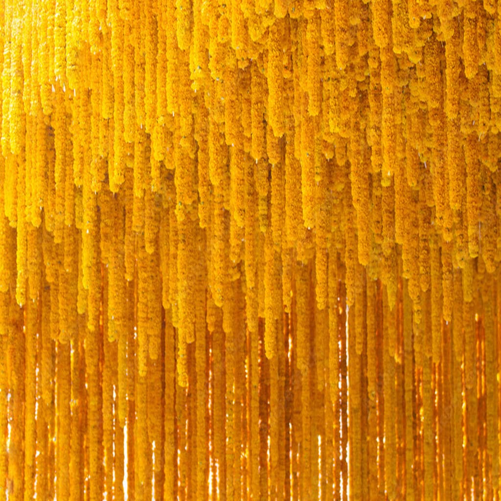 Krati Exports Golden Yellow Light Orange 5 Feet Marigold Garland