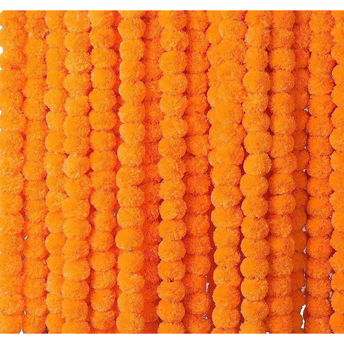 Krati Exports Golden Yellow Light Orange 5 Feet Marigold Garland