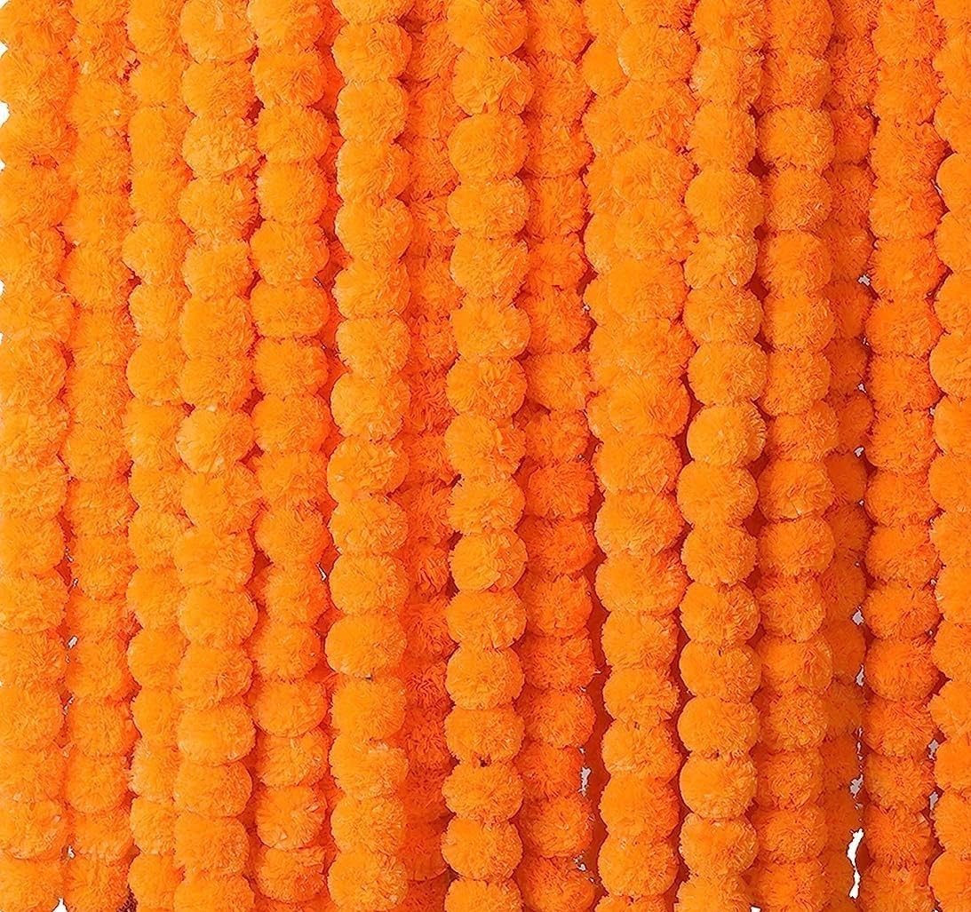 Krati Exports Golden Yellow Light Orange 5 Feet Marigold Garland