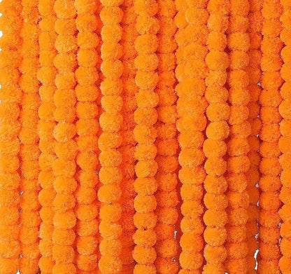 Krati Exports Golden Yellow Light Orange 5 Feet Marigold Garland