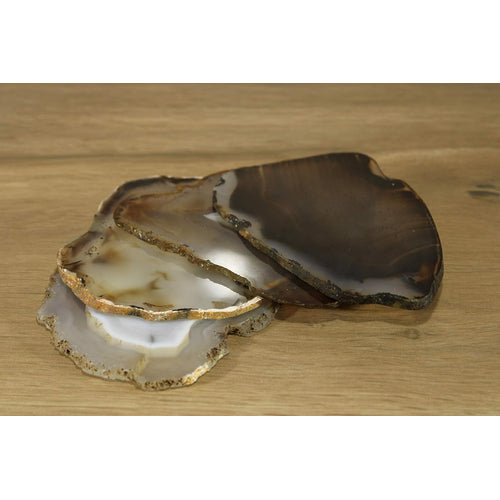 eSplanade Natural Agate Coasters Bar Beer Coffee Tea Coaster - Set of 4 Coasters - Perfect Table Accessories Tableware (Grey)
