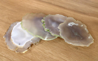 eSplanade Natural Agate Coasters Bar Beer Coffee Tea Coaster - Set of 4 Coasters - Perfect Table Accessories Tableware (Grey)