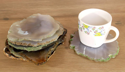 eSplanade Natural Agate Coasters Bar Beer Coffee Tea Coaster - Set of 4 Coasters - Perfect Table Accessories Tableware (Grey)