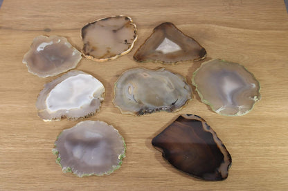 eSplanade Natural Agate Coasters Bar Beer Coffee Tea Coaster - Set of 4 Coasters - Perfect Table Accessories Tableware (Grey)