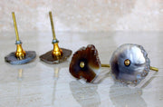 Esplanade Cupboard Drawer Pulls Agate Knobs – Set of 4 | Natural Stone Cabinet Handles for Kitchen, Wardrobe, Dresser & Furniture | Decorative Gold-Tone Hardware | Handcrafted Crystal Knobs