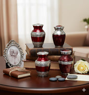 eSplanade- Cremation Mini urn Keepsake Memorial | Set of 4 Small urns for Ashes Funeral Burial Container jar Pot (Silver Carved)