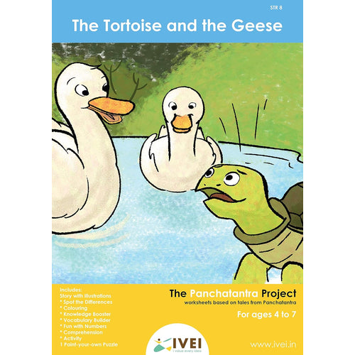 IVEI Panchatantra Kids Learning Book - Workbook and DIY puzzle of Panchatantra Story - Colouring Activity Worksheets - Creative Fun Activity and Education For Kids - The Tortoise and the Geese ( Age 4 to 7 Years )