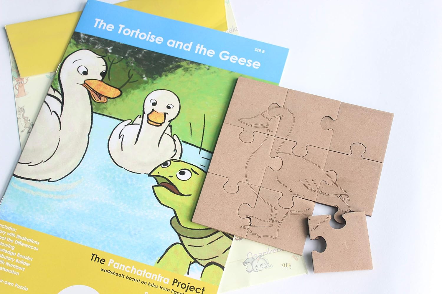 IVEI Panchatantra Kids Learning Book - Workbook and DIY puzzle of Panchatantra Story - Colouring Activity Worksheets - Creative Fun Activity and Education For Kids - The Tortoise and the Geese ( Age 4 to 7 Years )